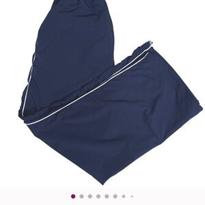 Navy Blue Side Stripe Track Jogger Pants S Wide Leg High Rise Athletic Sporty